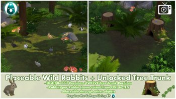 Placeable Wild Rabbit + Unlocked Rabbit Home Tree Trunk