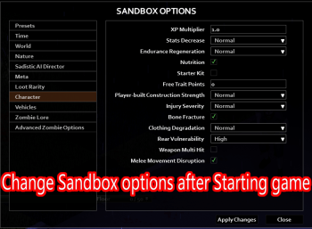 Change Sandbox Options