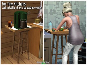 Sims 3 - Just A Stool & Tray As Counter
