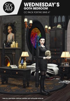 Wednesday Goth Bedroom CC Pack