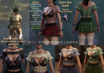 Open bra outfit (Physics + all houses + cum bonus)