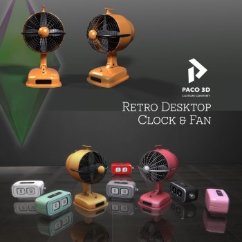 Retro Desktop Clock & Fan ( Decor )