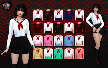 [Noir and Dark Sims 4] Japanese School Girl Costume