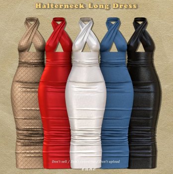 Euno 23 0424 Halter Neck Long Dress