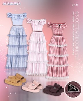 [SUNBERRY] SS Cottage Core SET 👚🩳👠24.48