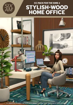 Stylish-Wood Home Office (CC Pack for The Sims 4)